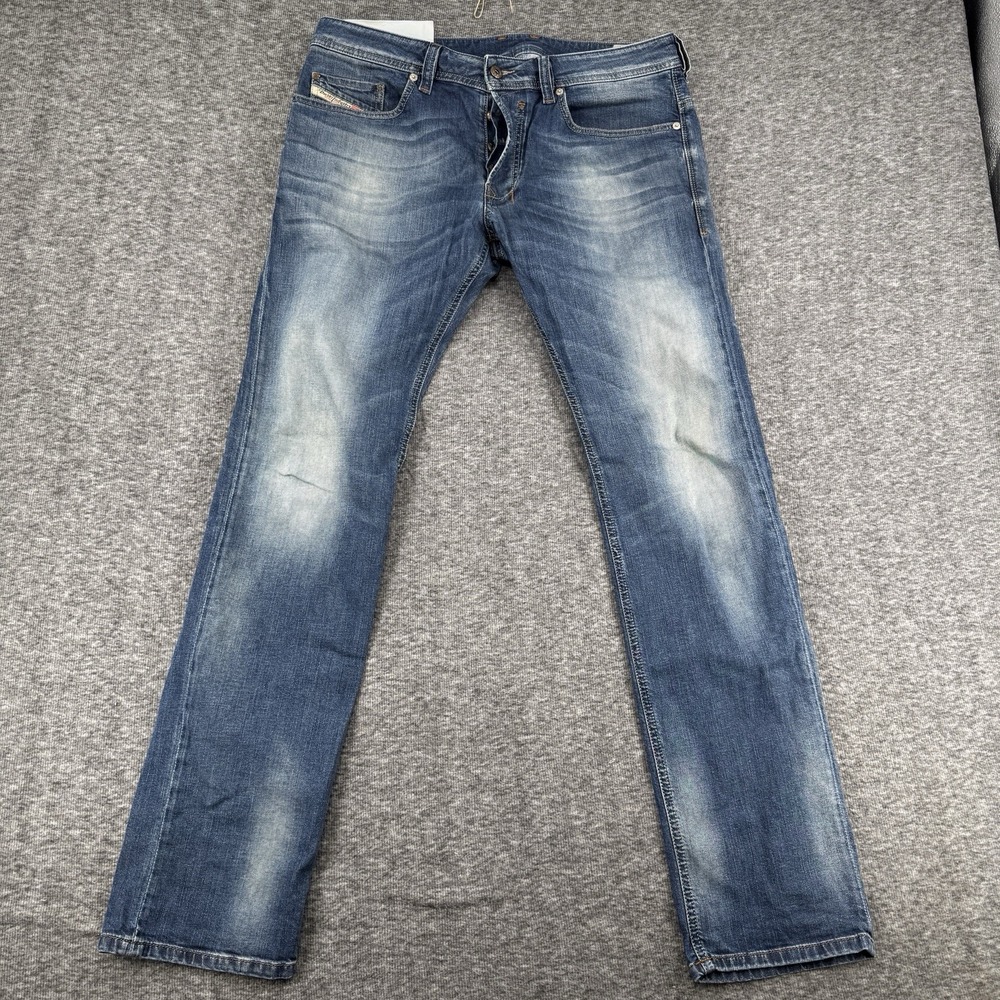 Diesel Safado Jeans Men 32x30 Blue Slim Straight Stretch Distressed Denim 0840F